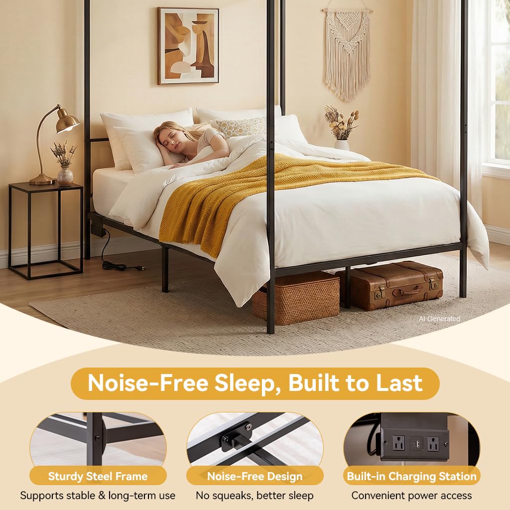 Canopy Bed Frame Queen Metal w - Canopy Bed Frame Metal Queen recension och pris