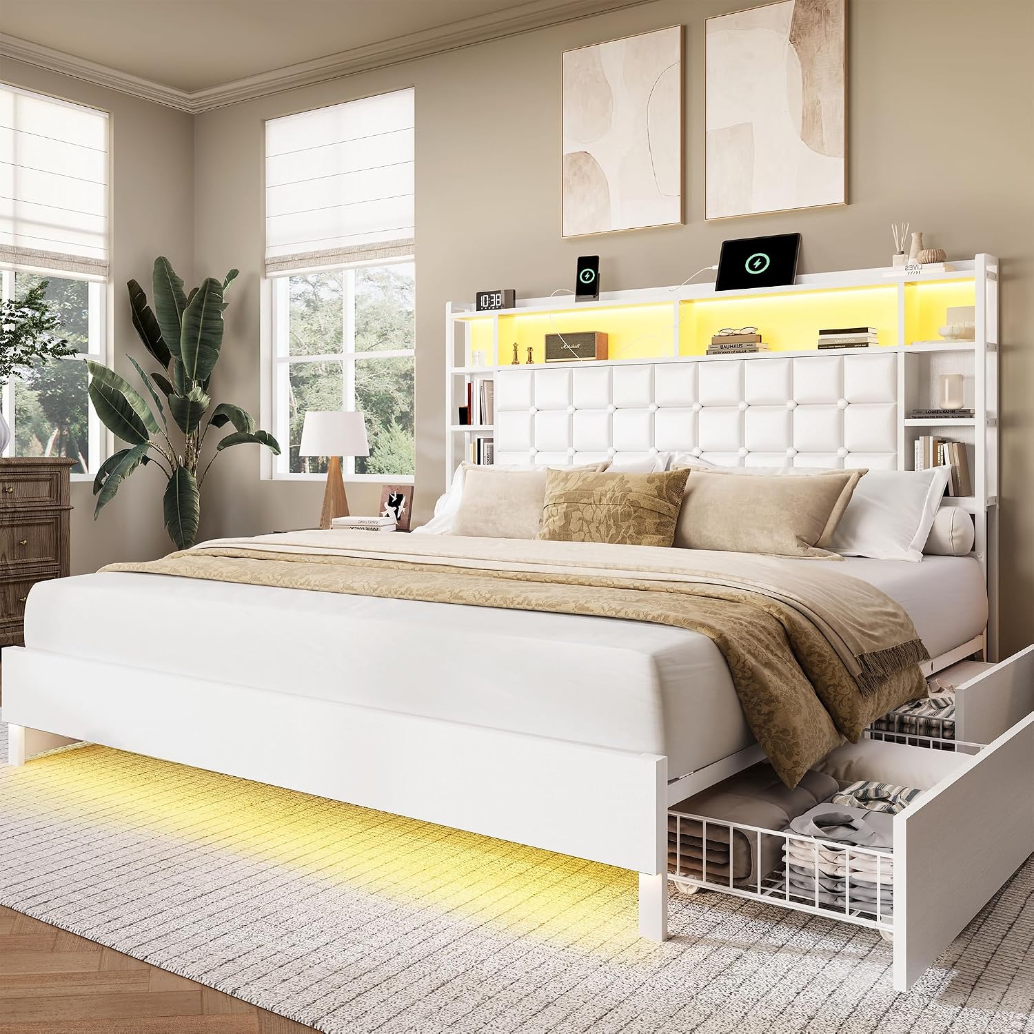 King Size Wooden Bed Frame Sto - King Size Bed Frame With Storage Drawers recension och pris