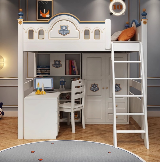 ！@Kids Princess Room Wood Cast - Bunk Bed With Stairs And Slide recension och pris