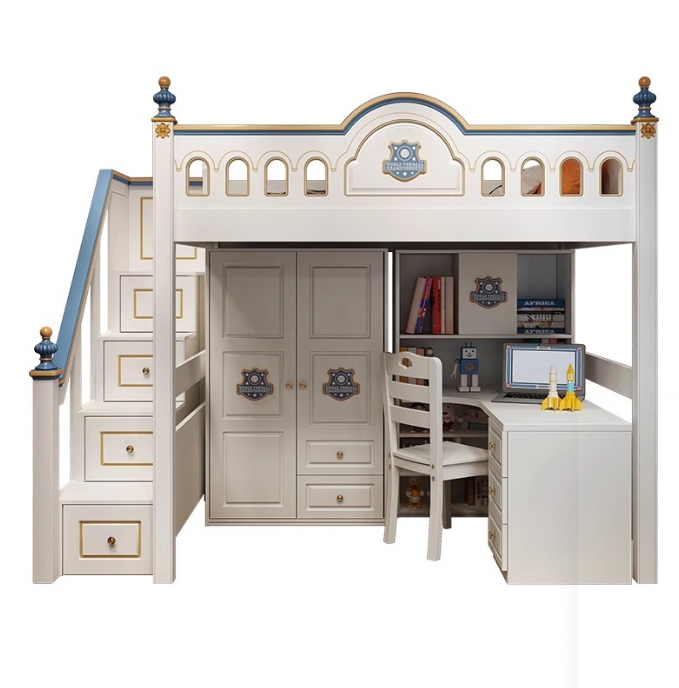 ！@Kids Princess Room Wood Cast - Bunk Bed With Stairs And Slide recension och pris