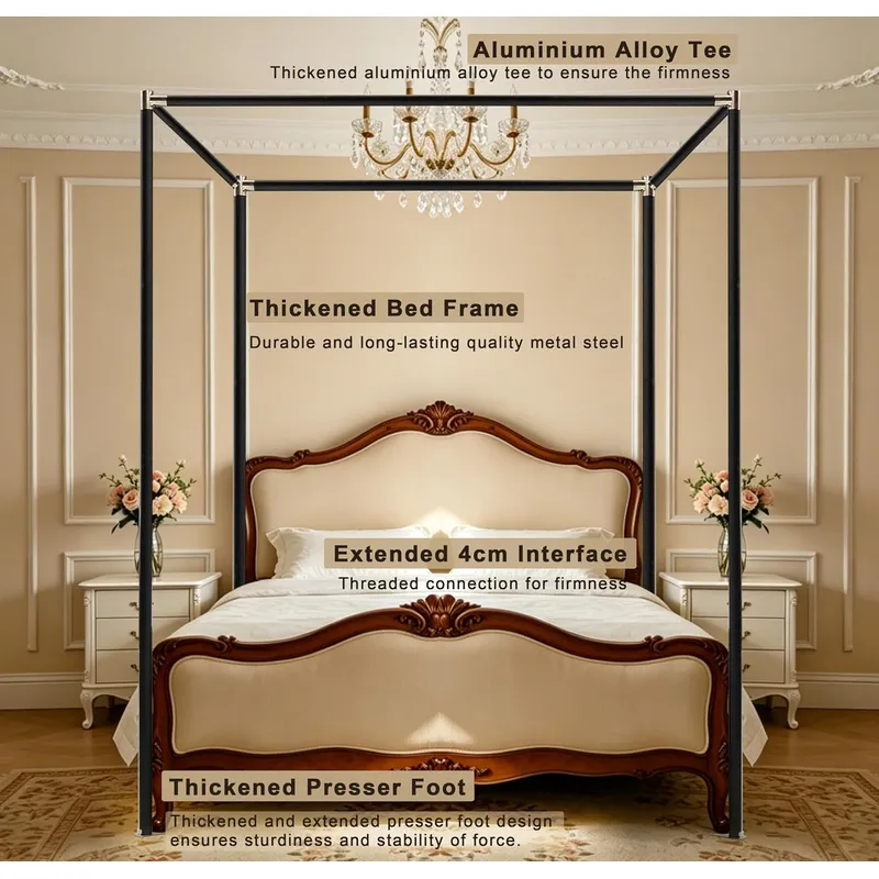 Stainless Steel Canopy Bed Fra - Canopy Bed Frame Metal Queen recension och pris