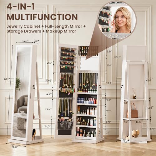 4-In-1 Jewelry Cabinet Jewelry - Full Length Mirror Jewelry Armoire recension och pris