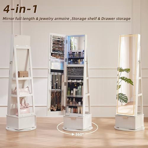 Fluted 360° Swivel Jewelry Arm - Full Length Mirror Jewelry Armoire recension och pris