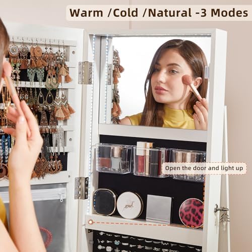 Fluted 360° Swivel Jewelry Arm - Full Length Mirror Jewelry Armoire recension och pris