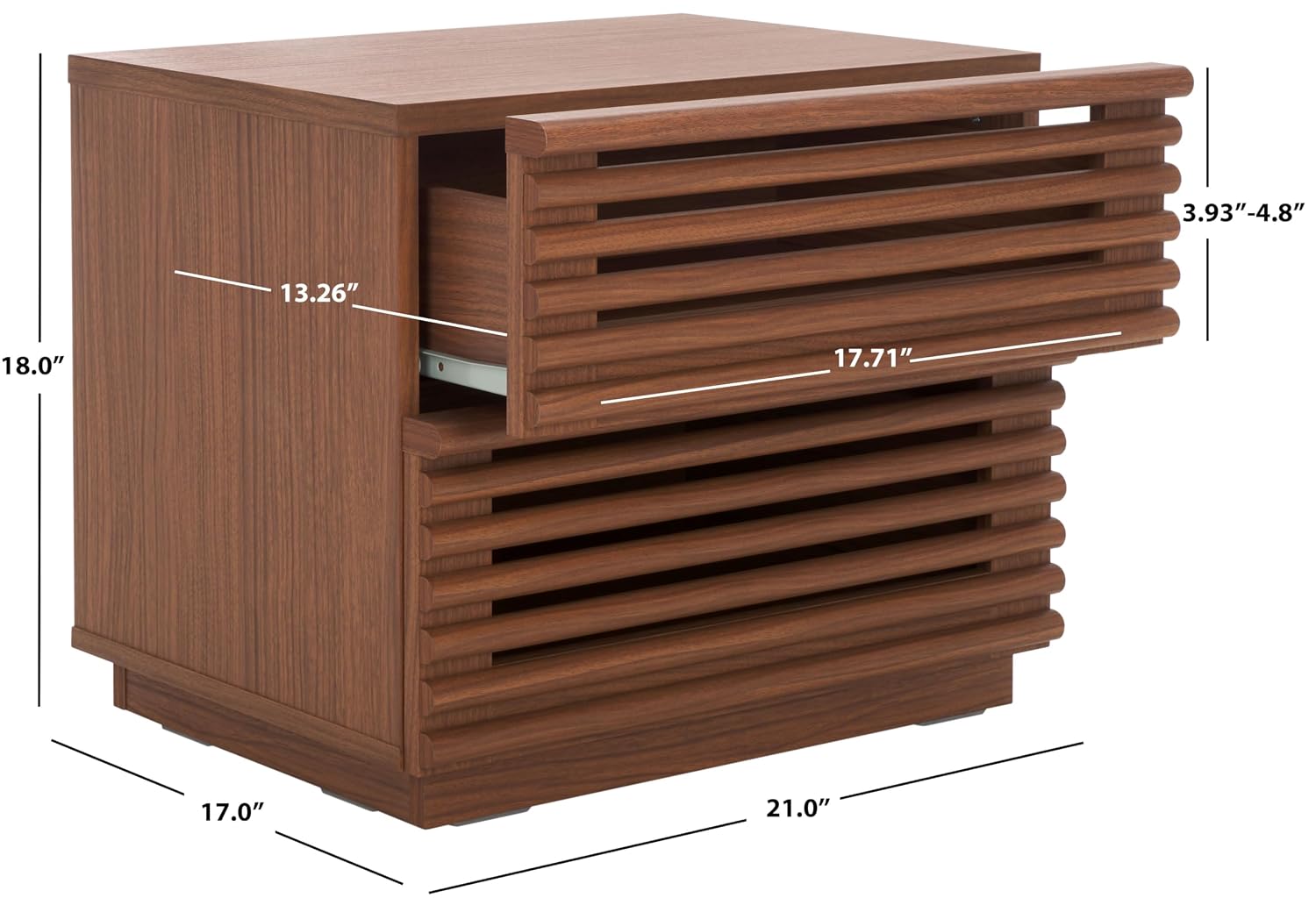 Averi Dark Walnut 2-Drawer Nig - Solid Wood Nightstand 2 Drawers recension och pris