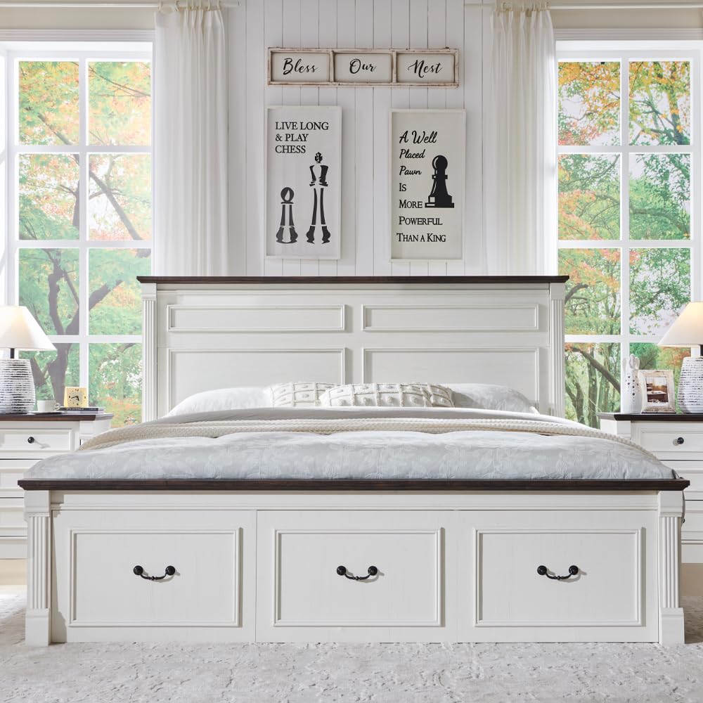 Farmhouse King Size Bed Frame  - King Size Bed Frame With Storage Drawers recension och pris