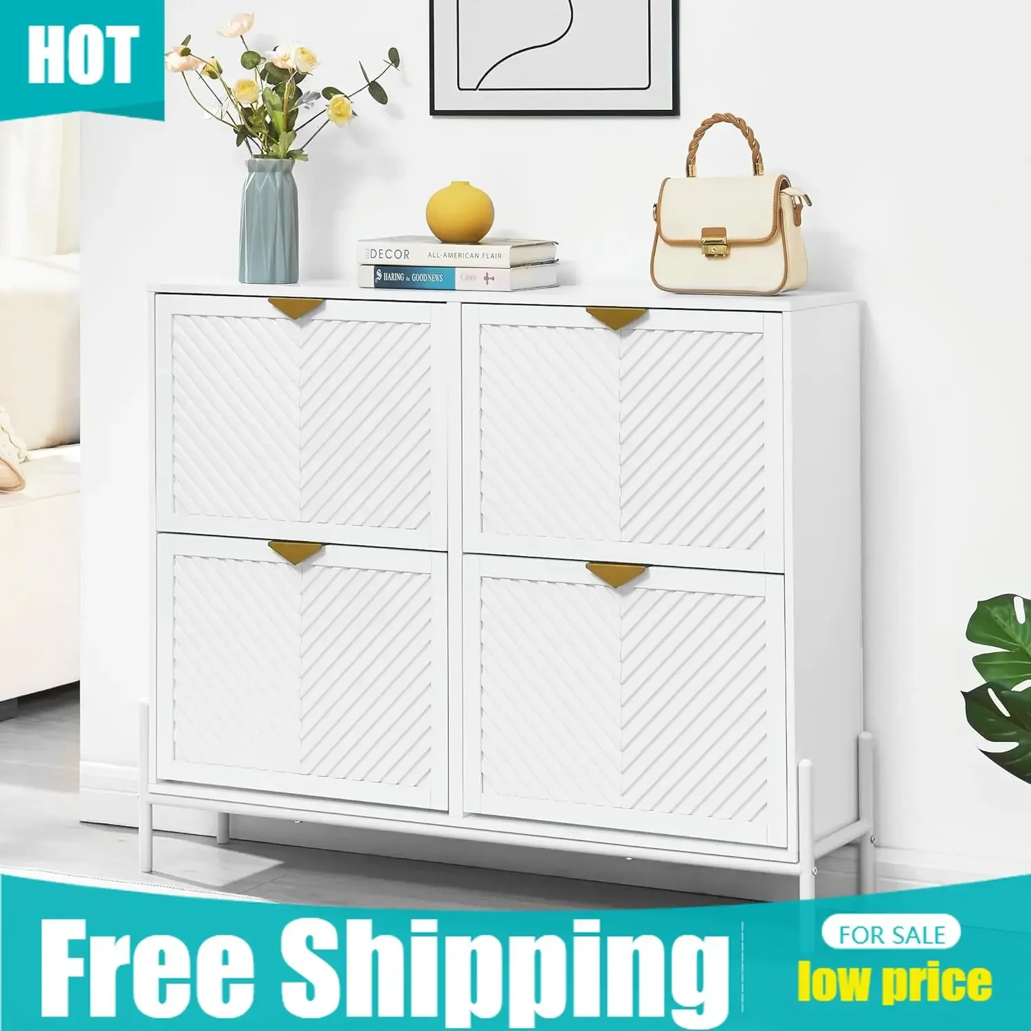 Shoe Cabinet Storage with 4 Fl - Shoe Rack Cabinet Narrow Entryway recension och pris