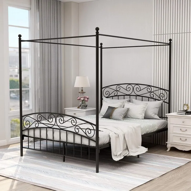 Queen Size Canopy Bed Frame Fo - Canopy Bed Frame Metal Queen recension och pris
