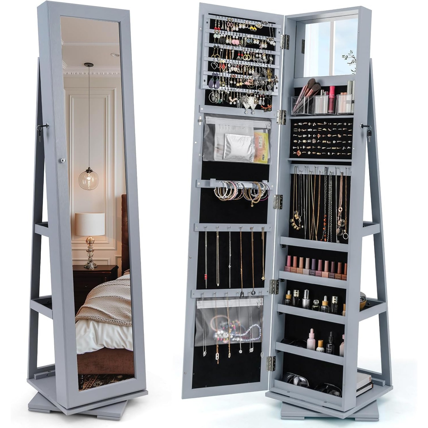 Swivel Jewelry Armoire with Fu - Full Length Mirror Jewelry Armoire recension och pris