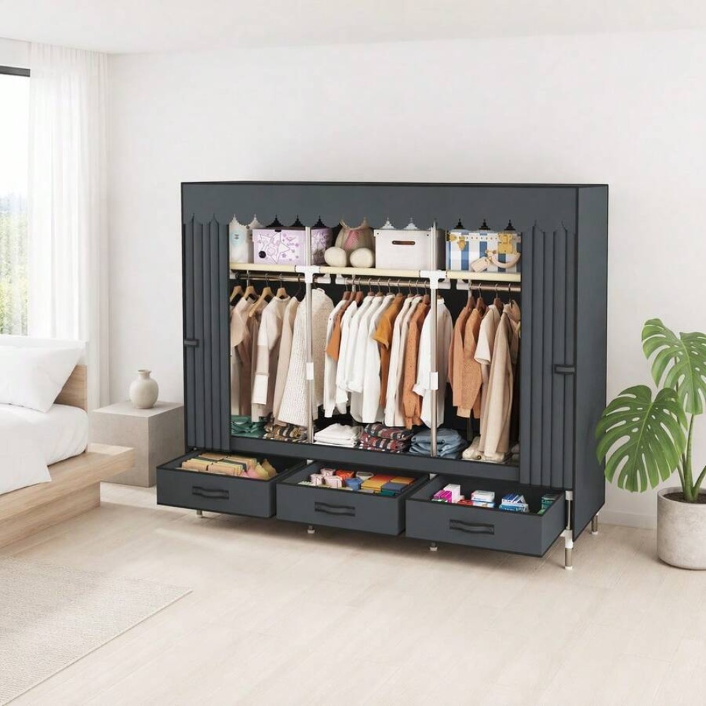 Portable Wardrobe Closet with  - Wardrobe Closet Portable Fabric Cover recension och pris