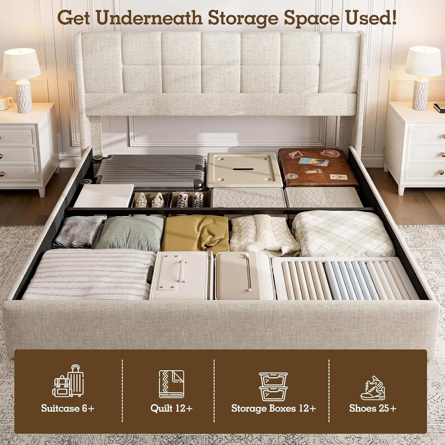 King Bed Frame Hydraulic Gas L - Gas Lift Storage Bed Hydraulic recension och pris