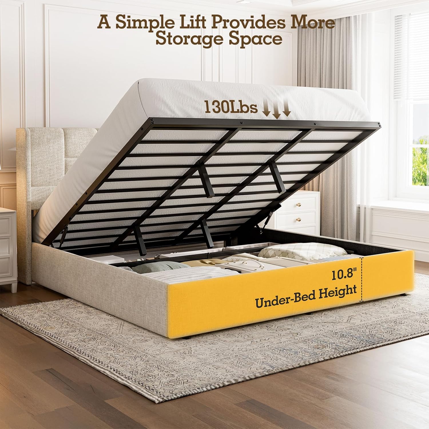King Bed Frame Hydraulic Gas L - Gas Lift Storage Bed Hydraulic recension och pris