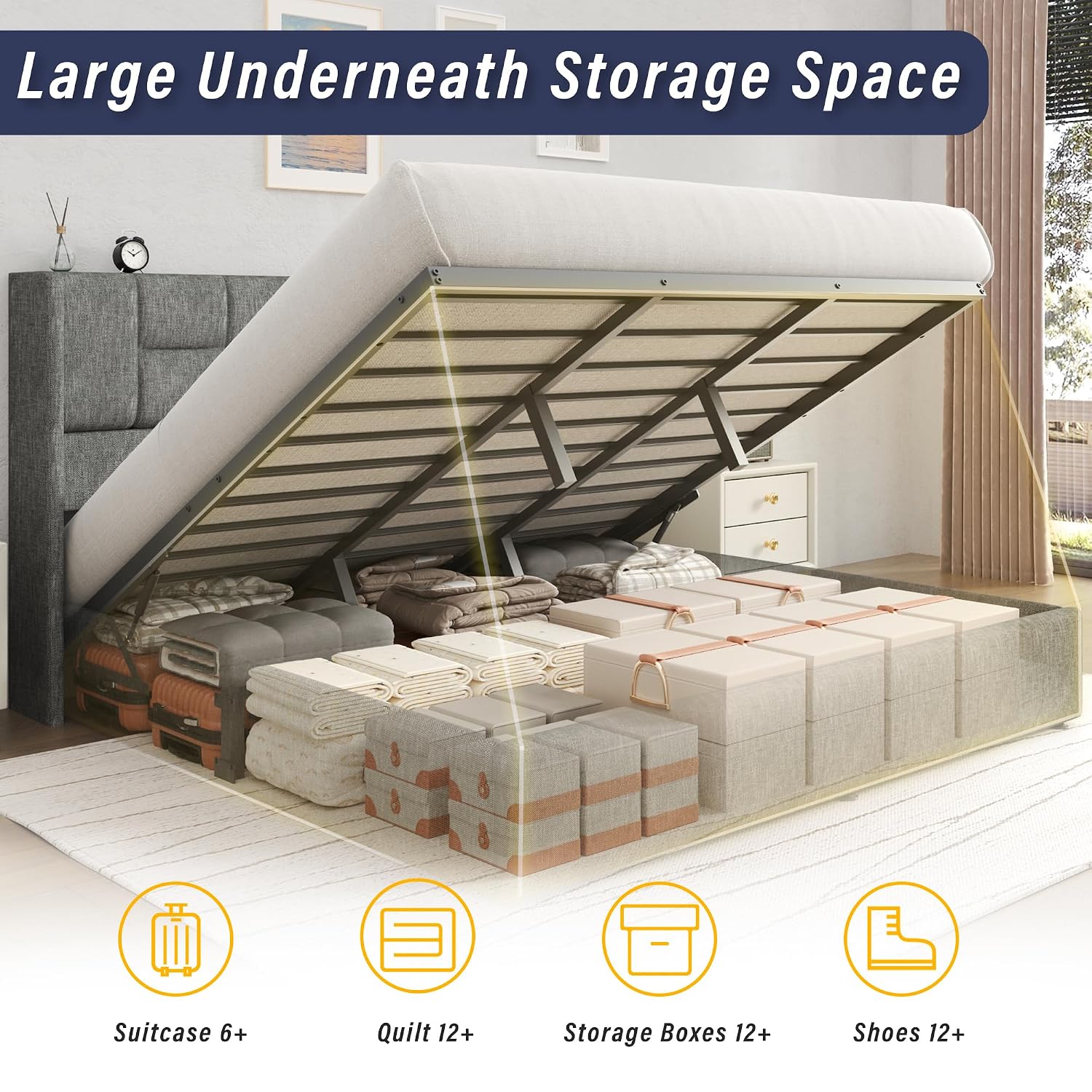 King Bed Frame Hydraulic Gas L - Gas Lift Storage Bed Hydraulic recension och pris