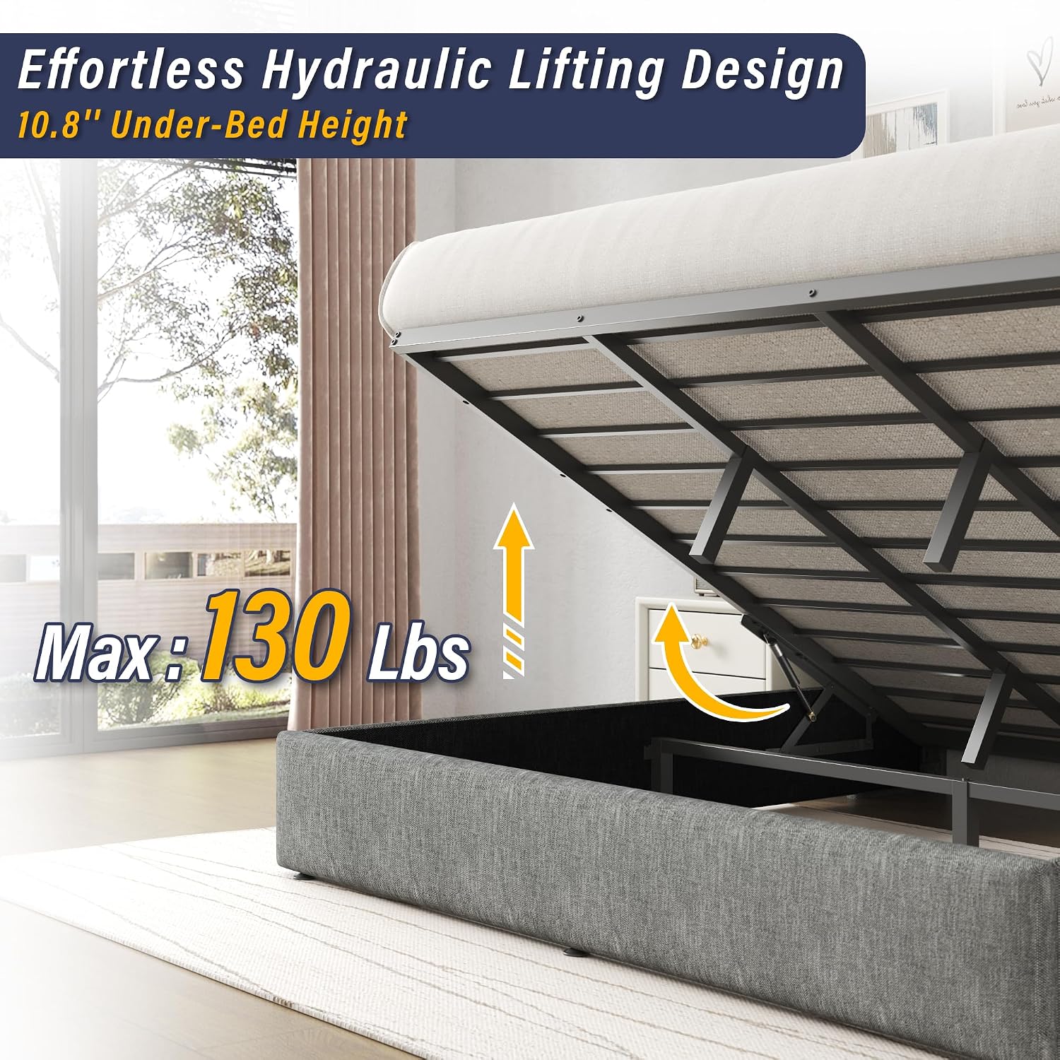 King Bed Frame Hydraulic Gas L - Gas Lift Storage Bed Hydraulic recension och pris