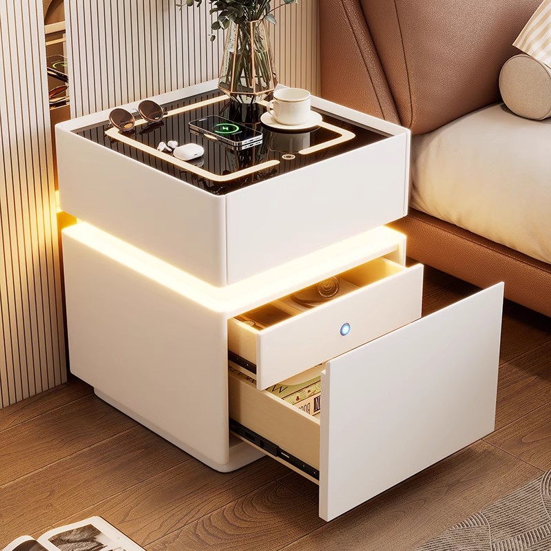 Intelligent Bedside Table with - Solid Wood Nightstand 2 Drawers recension och pris