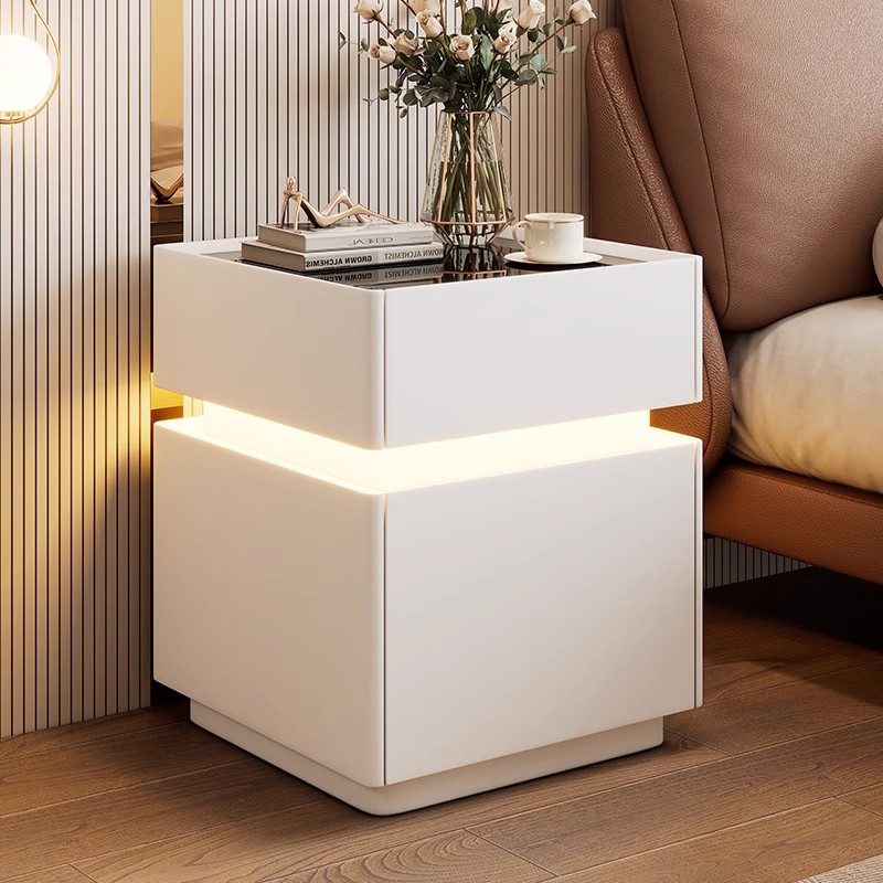 Intelligent Bedside Table with - Solid Wood Nightstand 2 Drawers recension och pris