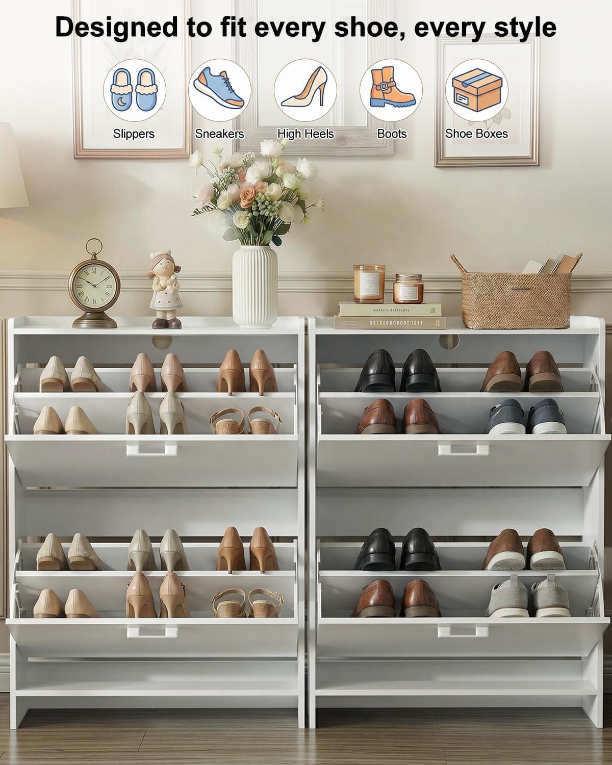 #Narrow Shoe Cabinet with 2 Fl - Shoe Rack Cabinet Narrow Entryway recension och pris