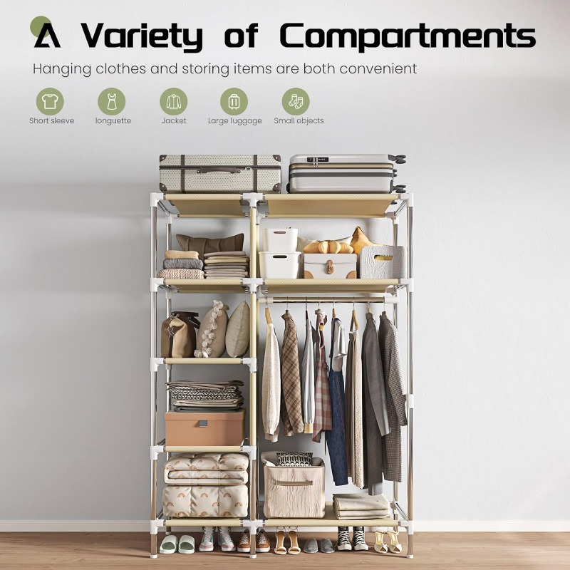 Portable Wardrobe, Freestandin - Wardrobe Closet Portable Fabric Cover recension och pris