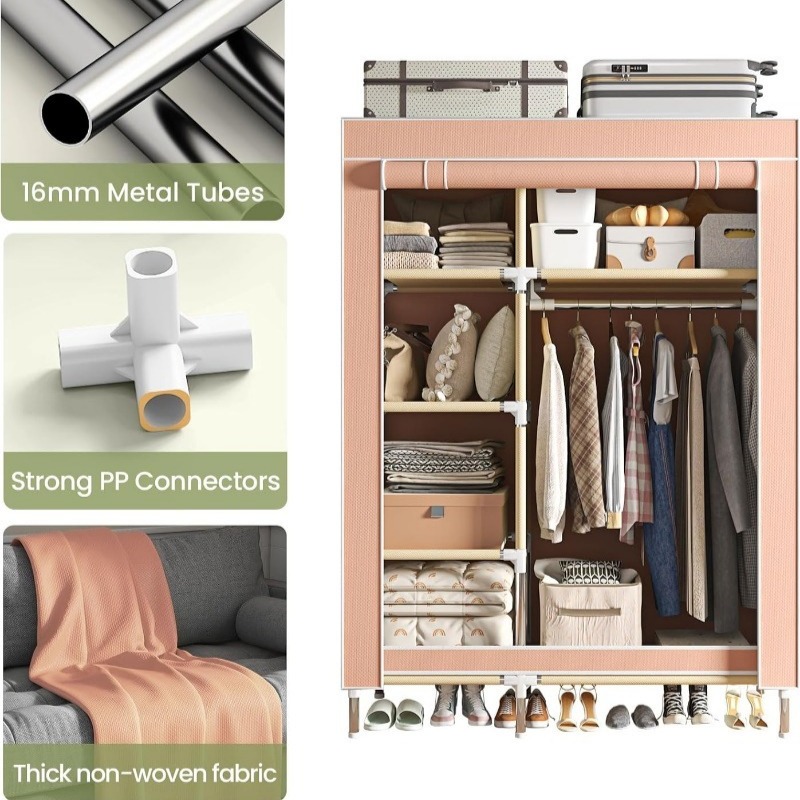 Portable Wardrobe, Freestandin - Wardrobe Closet Portable Fabric Cover recension och pris