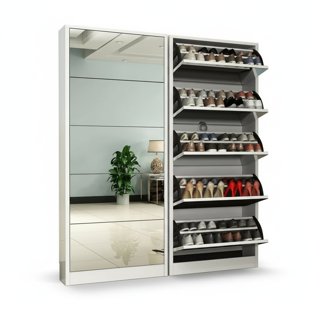 Modern Wooden Shoe Cabinet wit - Shoe Rack Cabinet Narrow Entryway recension och pris
