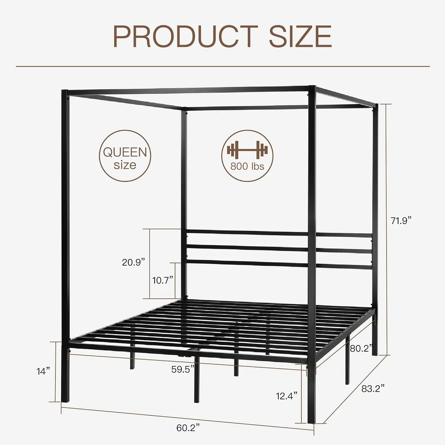 Queen Size Metal Canopy Bed Fr - Canopy Bed Frame Metal Queen recension och pris