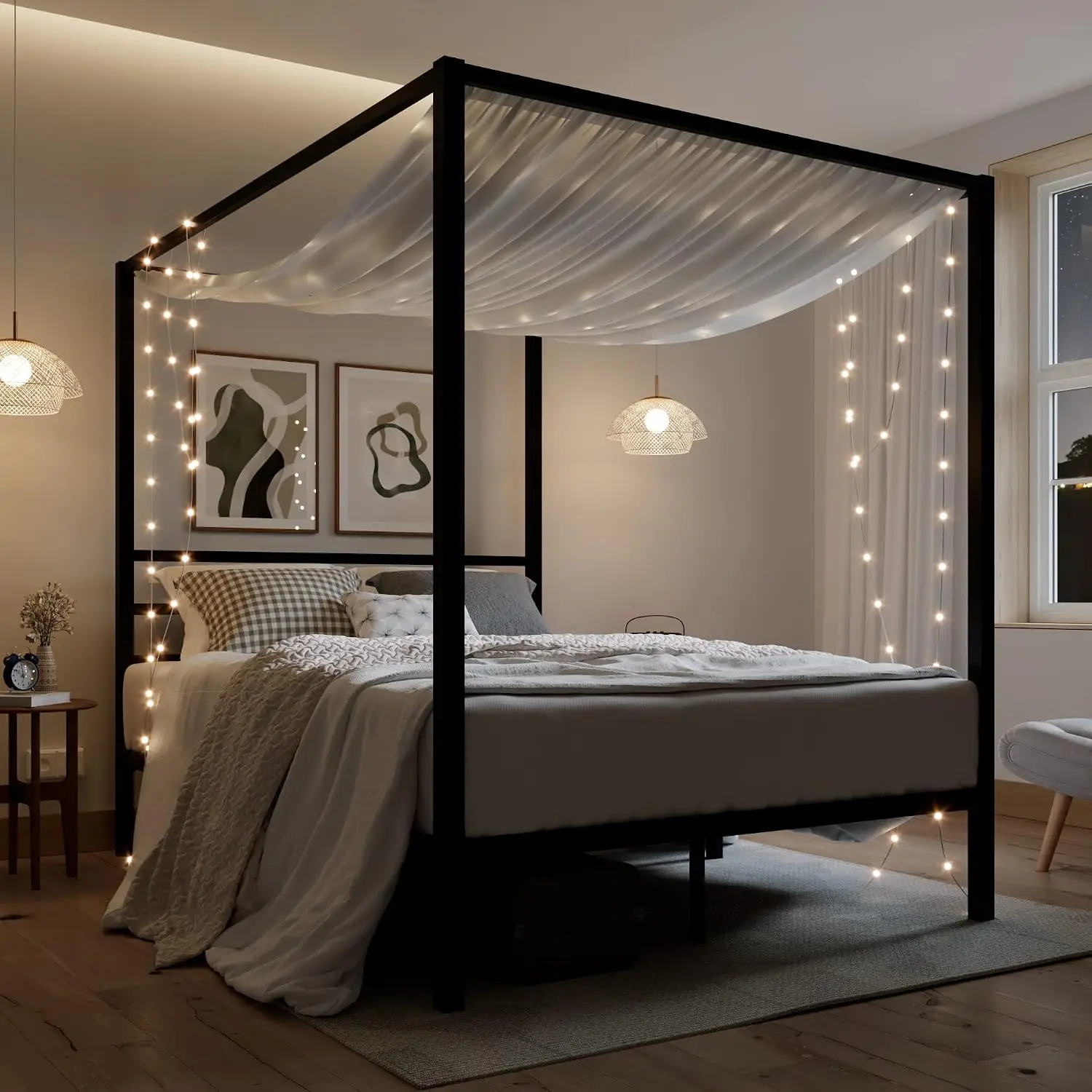 Queen Size Metal Canopy Bed Fr - Canopy Bed Frame Metal Queen recension och pris