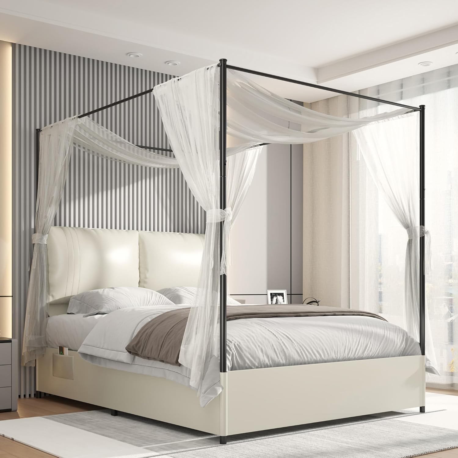 Queen Canopy Bed Frame Upholst - Canopy Bed Frame Metal Queen recension och pris