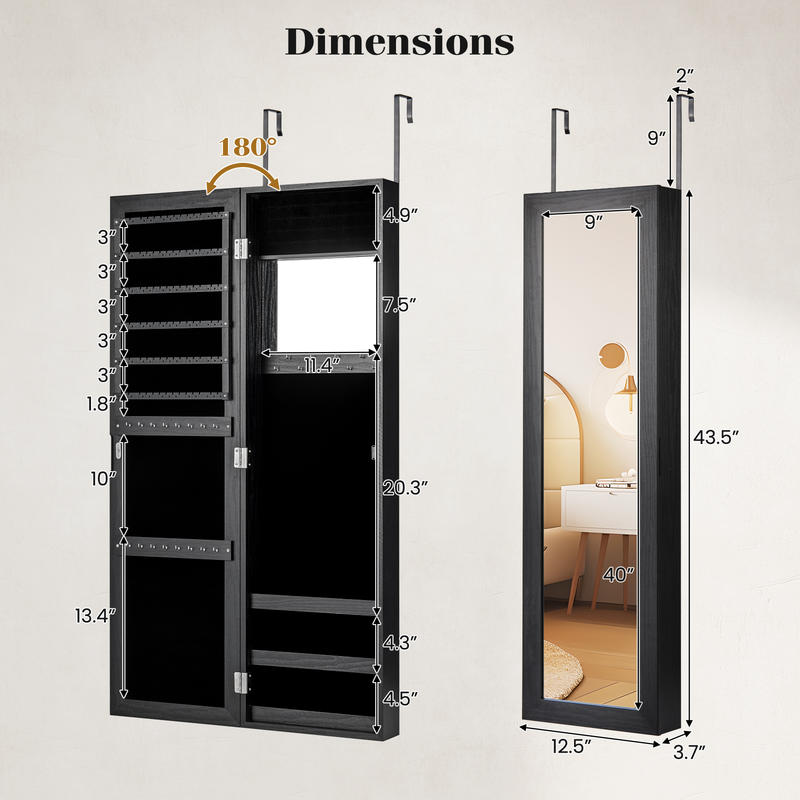 Locked Jewelry Armoire, Wall M - Full Length Mirror Jewelry Armoire recension och pris