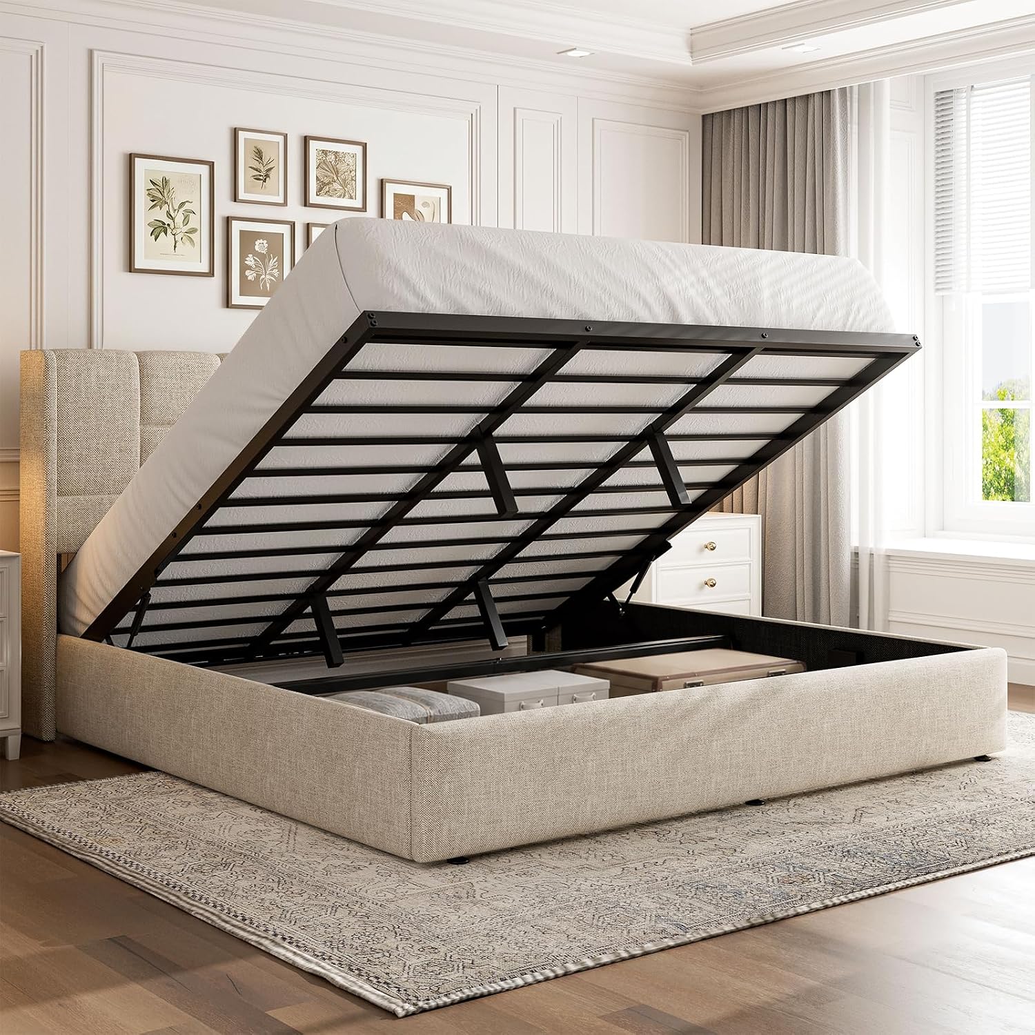 King Bed Frame with Hydraulic  - Gas Lift Storage Bed Hydraulic recension och pris