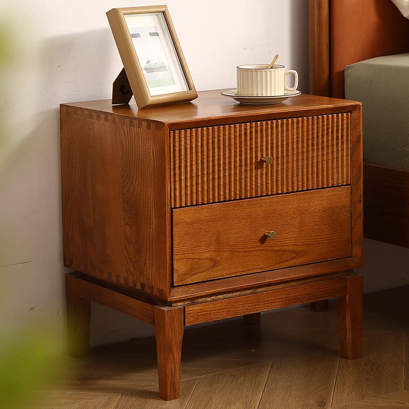 Retro Solid Wood Nightstands,F - Solid Wood Nightstand 2 Drawers recension och pris