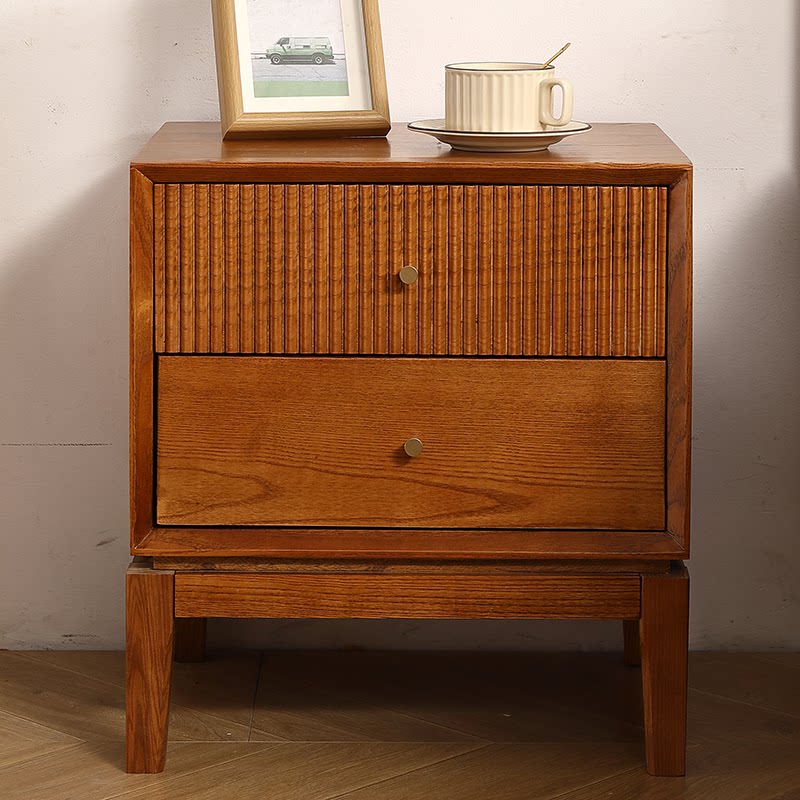 Retro Solid Wood Nightstands,F - Solid Wood Nightstand 2 Drawers recension och pris