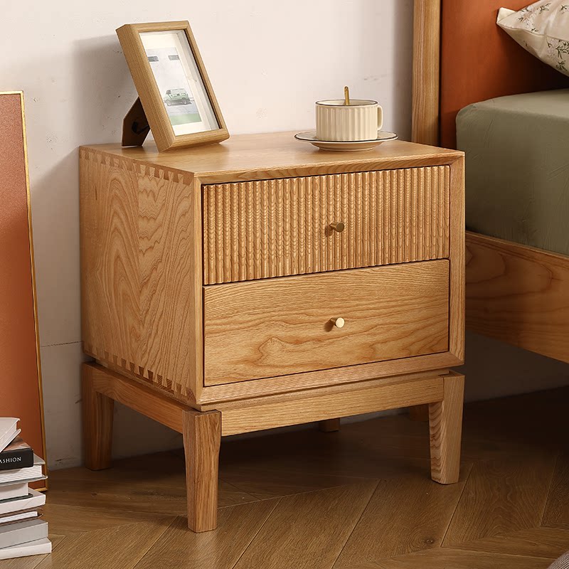 Retro Solid Wood Nightstands,F - Solid Wood Nightstand 2 Drawers recension och pris