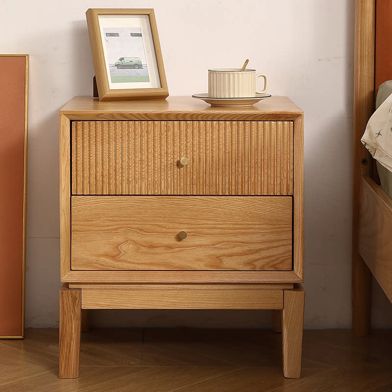 Retro Solid Wood Nightstands,F - Solid Wood Nightstand 2 Drawers recension och pris