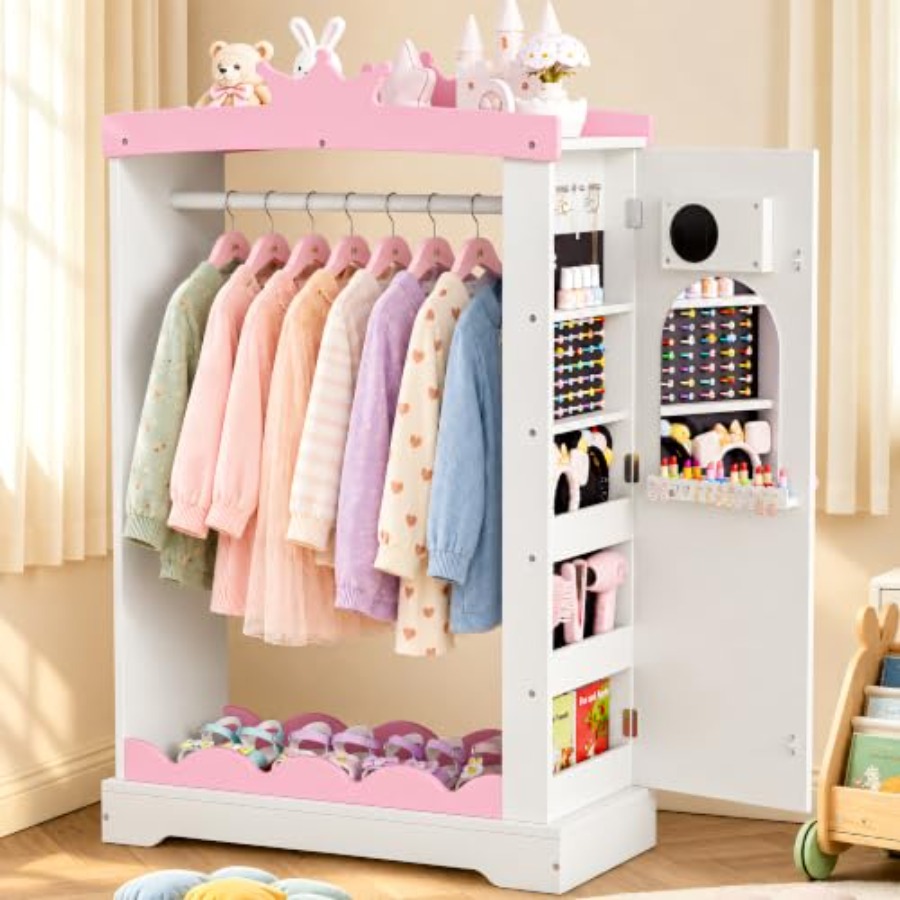 Dress Up Wardrobe with Light-U - Full Length Mirror Jewelry Armoire recension och pris