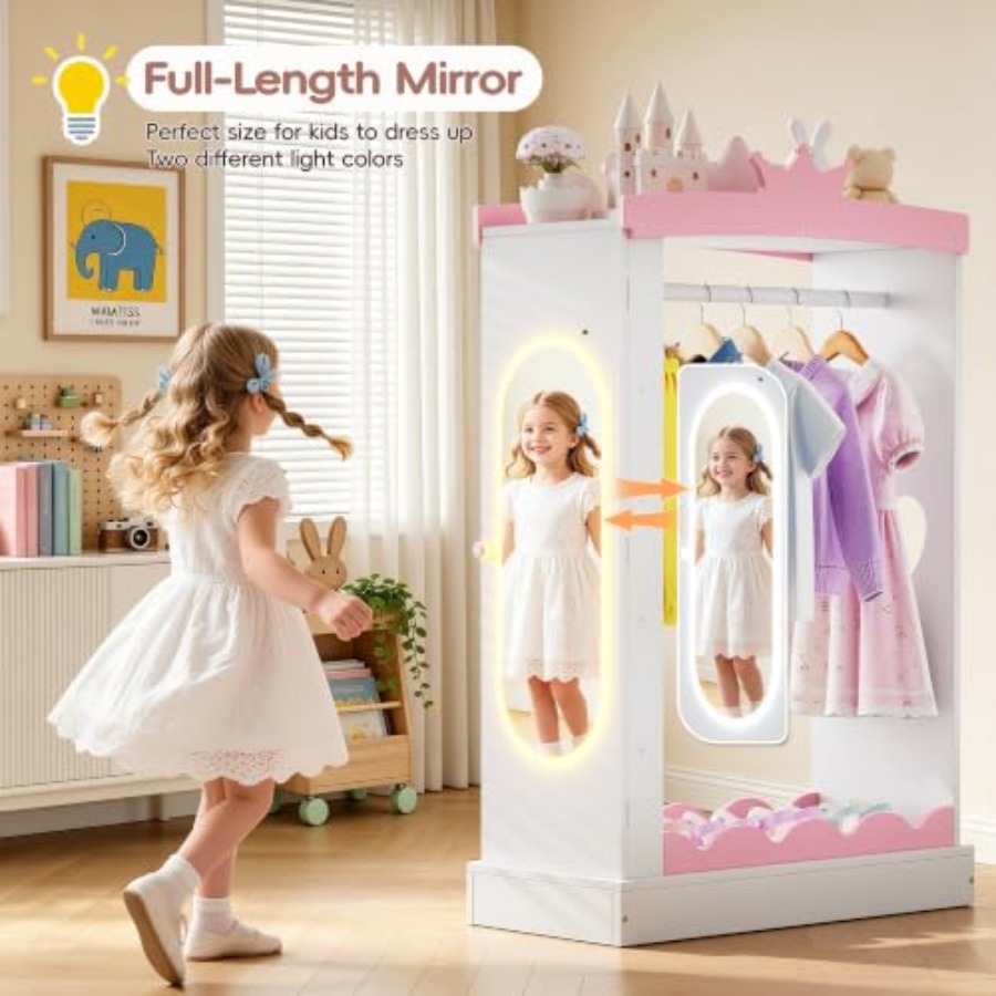 Dress Up Wardrobe with Light-U - Full Length Mirror Jewelry Armoire recension och pris