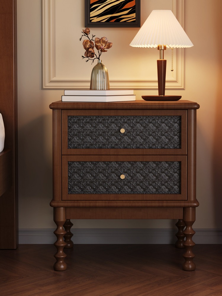 Vintage Nightstands Printed Gl - Solid Wood Nightstand 2 Drawers recension och pris