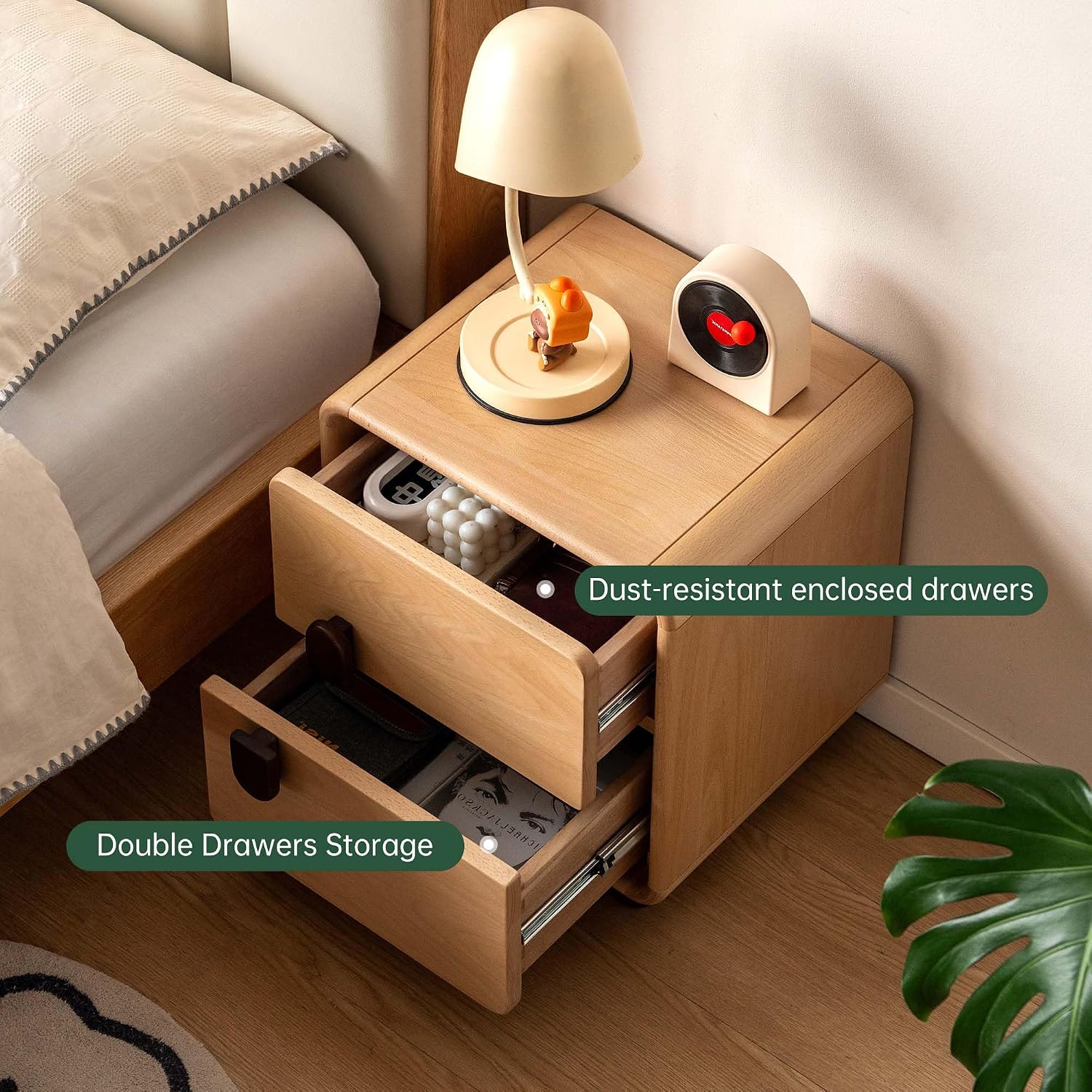 Solid Wood 2-Drawer Nightstand - Solid Wood Nightstand 2 Drawers recension och pris