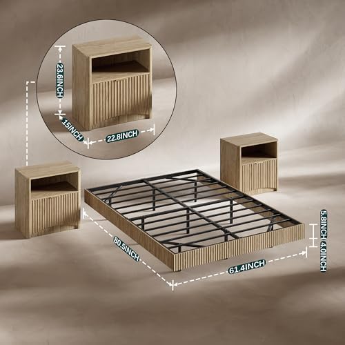 Bedroom Set, Queen Floating Be - Floating Nightstand With Led Light recension och pris
