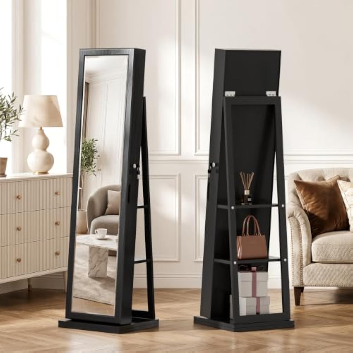 Elegant Black Standing Jewelry - Full Length Mirror Jewelry Armoire recension och pris