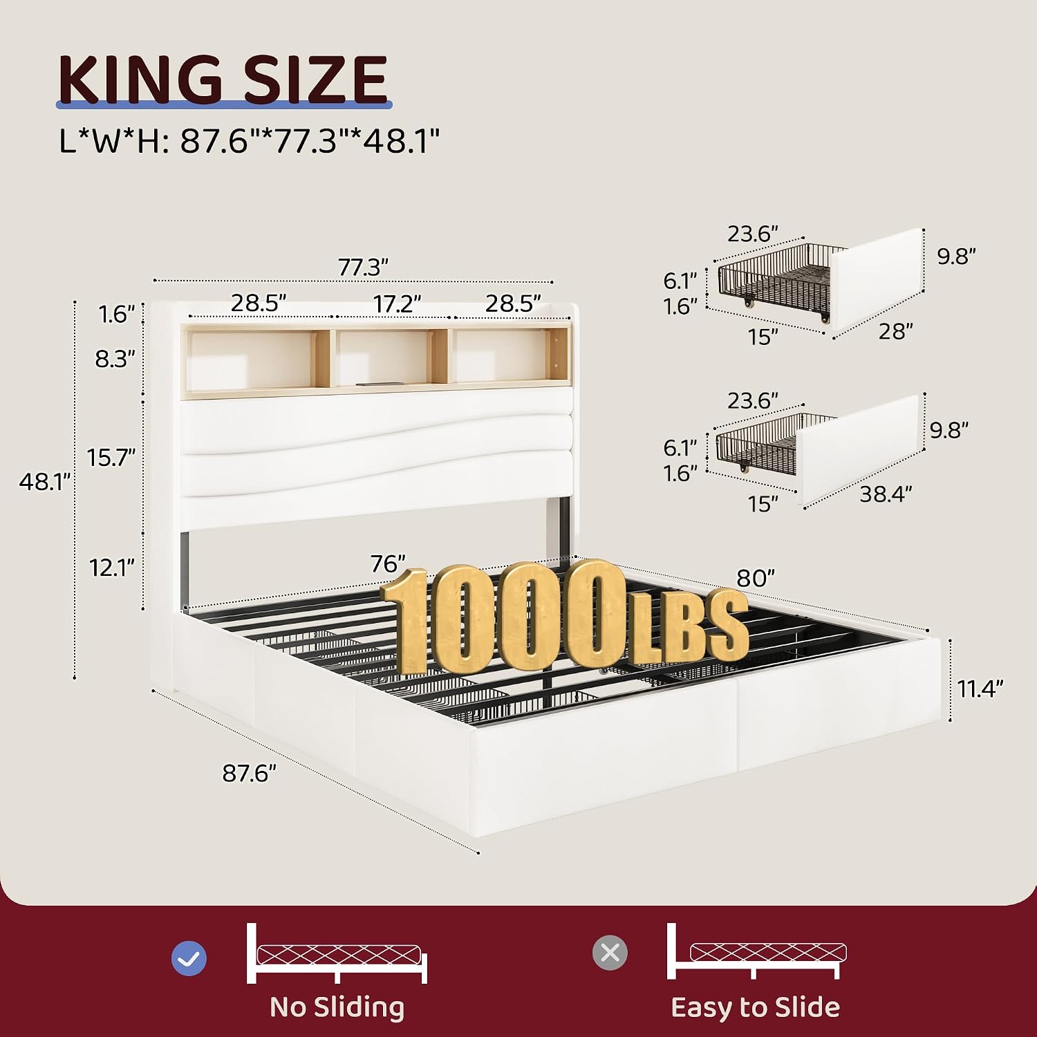 King Size Bed Frame with 6 Sto - King Size Bed Frame With Storage Drawers recension och pris