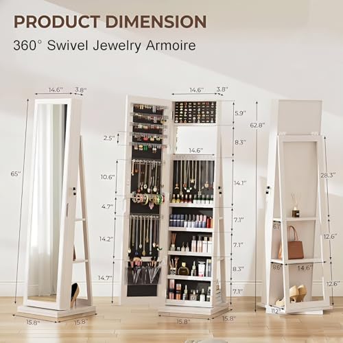 360° Swivel Jewelry Armoire wi - Full Length Mirror Jewelry Armoire recension och pris
