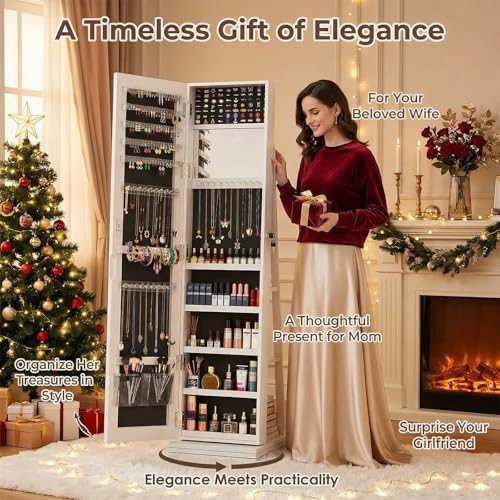 360° Swivel Jewelry Armoire wi - Full Length Mirror Jewelry Armoire recension och pris