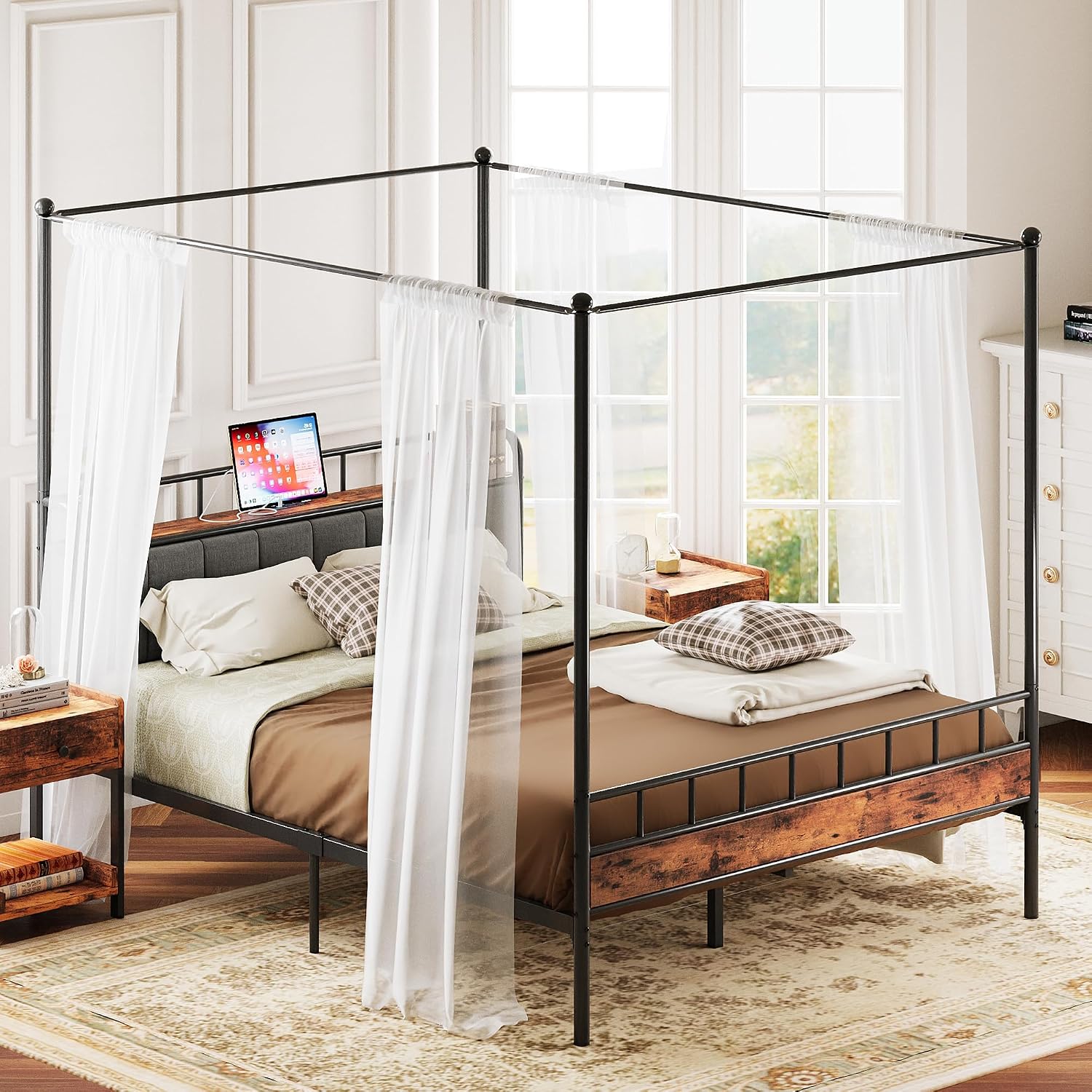 Queen Canopy Bed Frame Storage - Canopy Bed Frame Metal Queen recension och pris