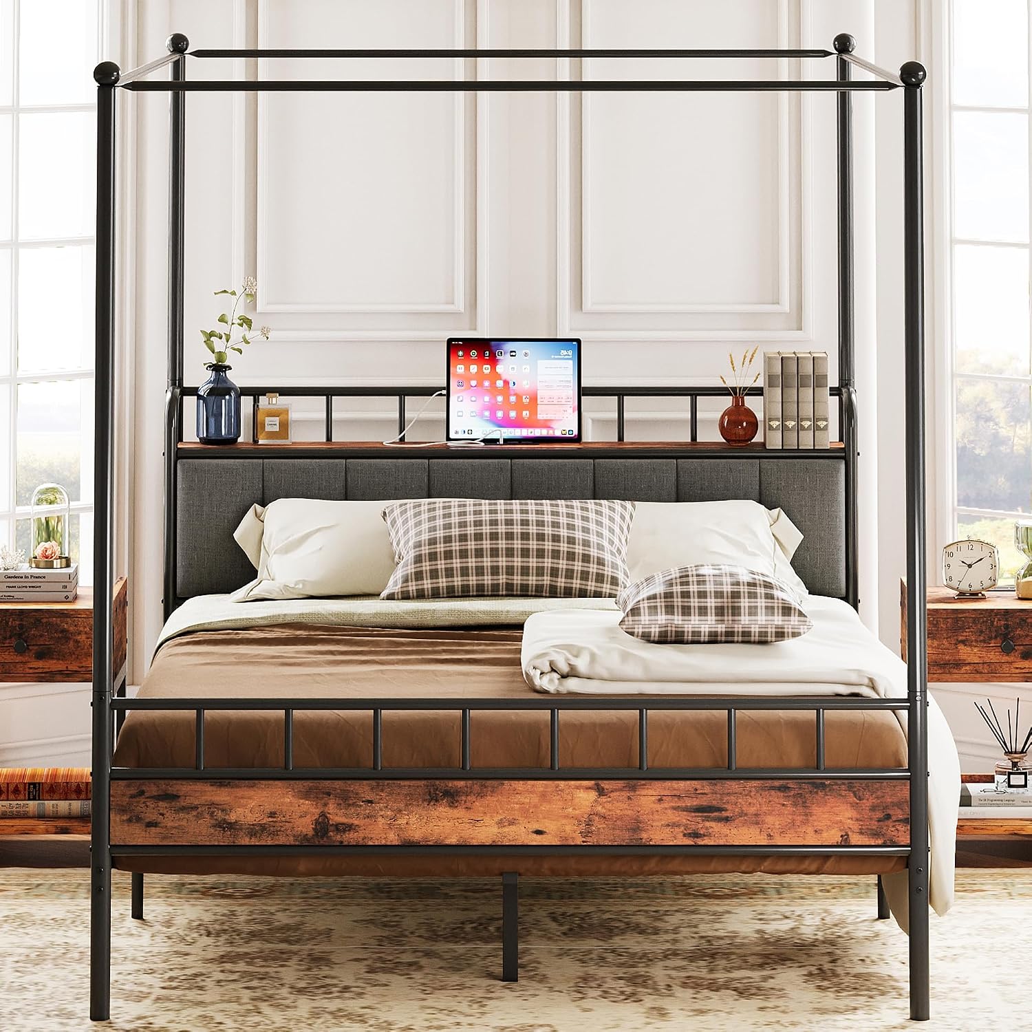 Queen Canopy Bed Frame Storage - Canopy Bed Frame Metal Queen recension och pris