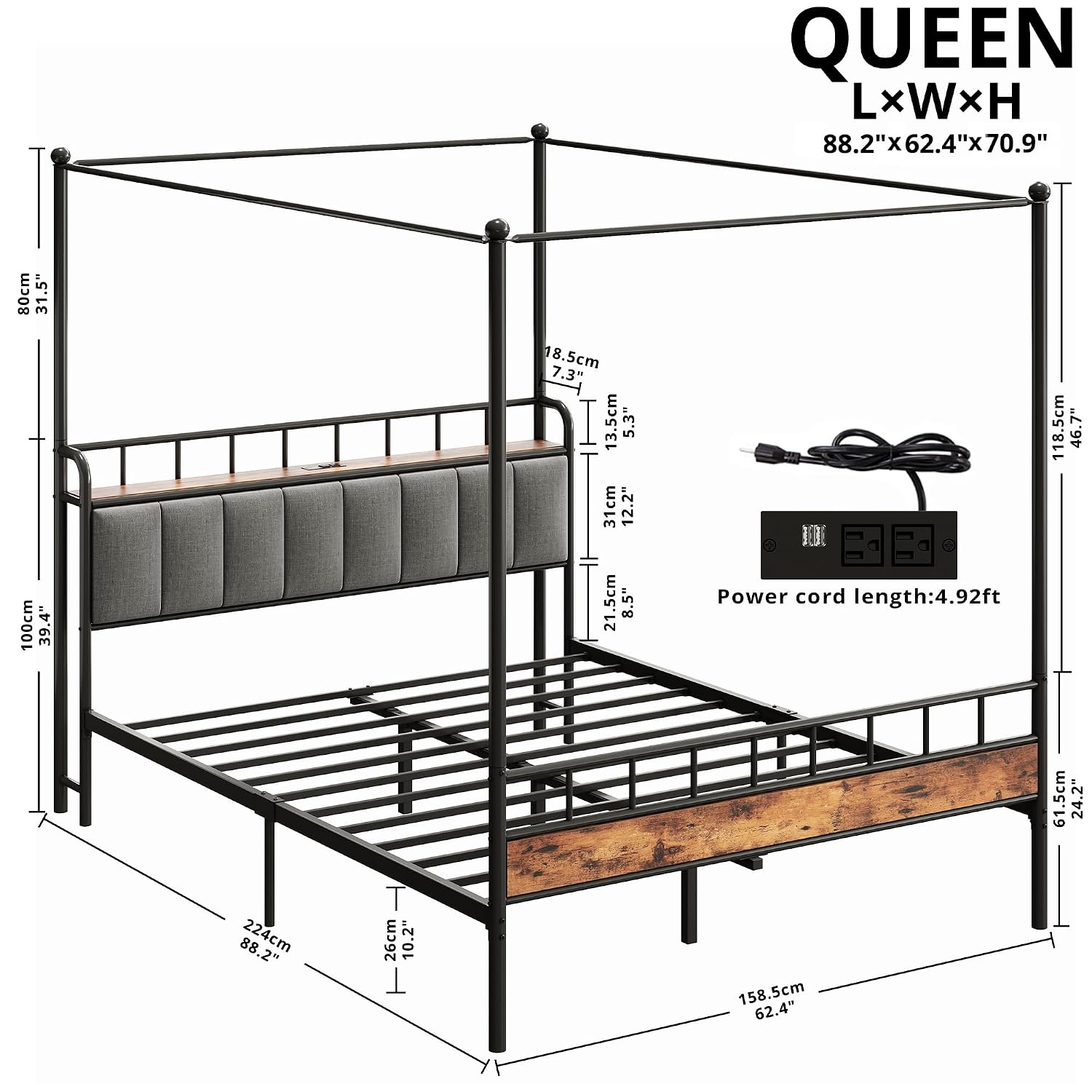 Queen Canopy Bed Frame Storage - Canopy Bed Frame Metal Queen recension och pris