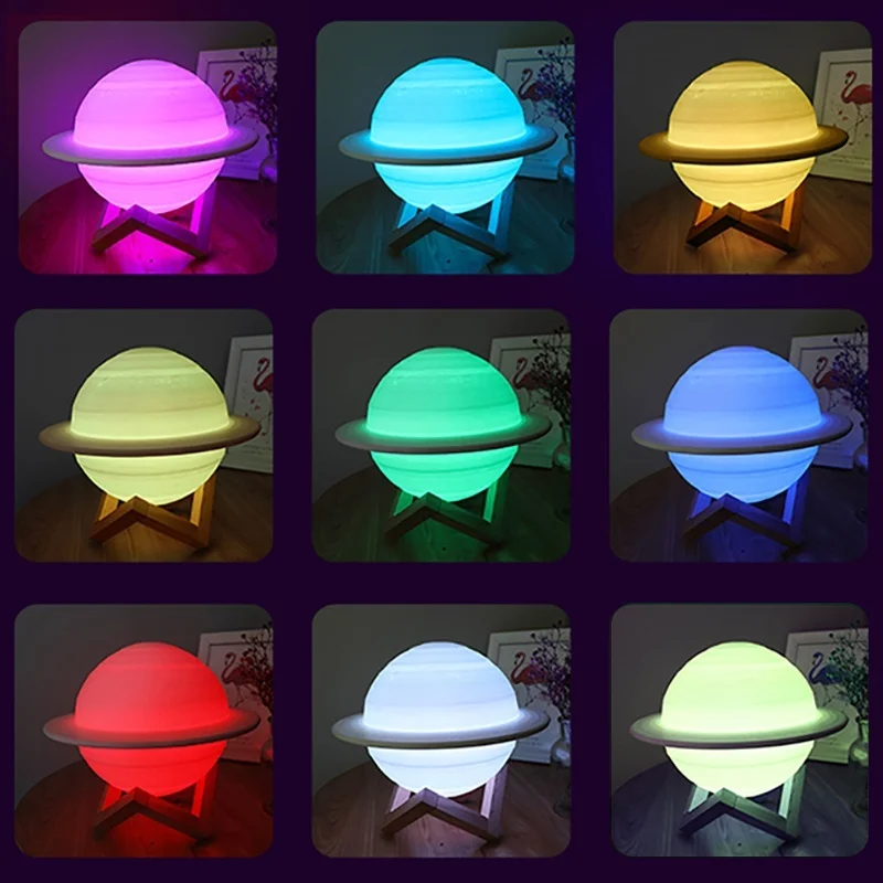LED Night Light 3D Print Satur - Floating Nightstand With Led Light recension och pris