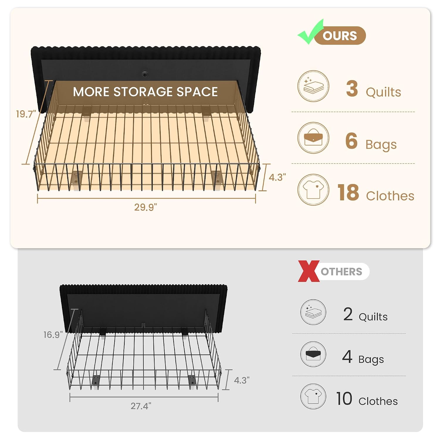 King Size Bed Frame with 4 Ove - King Size Bed Frame With Storage Drawers recension och pris