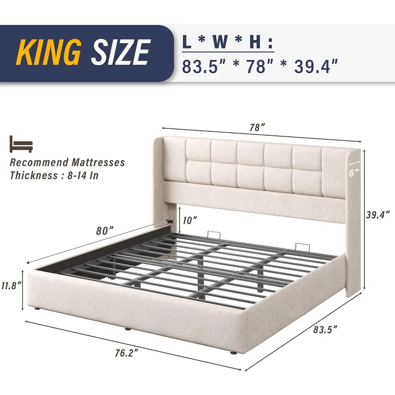 Bed Frame with Hydraulic Gas L - Gas Lift Storage Bed Hydraulic recension och pris
