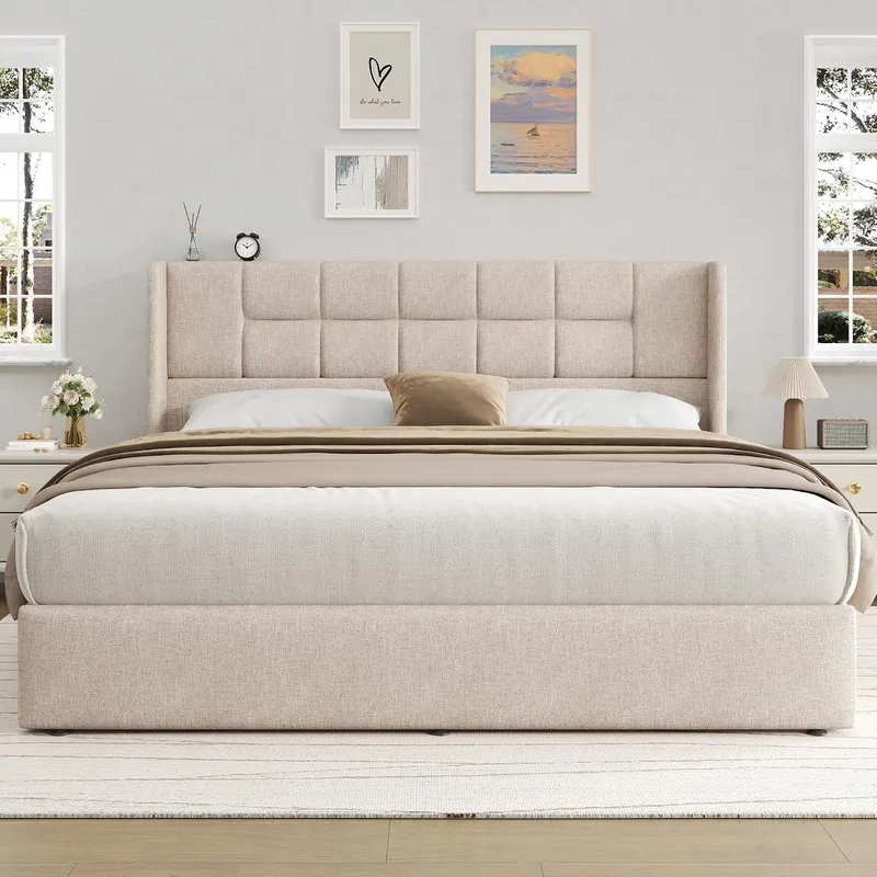 Bed Frame with Hydraulic Gas L - Gas Lift Storage Bed Hydraulic recension och pris