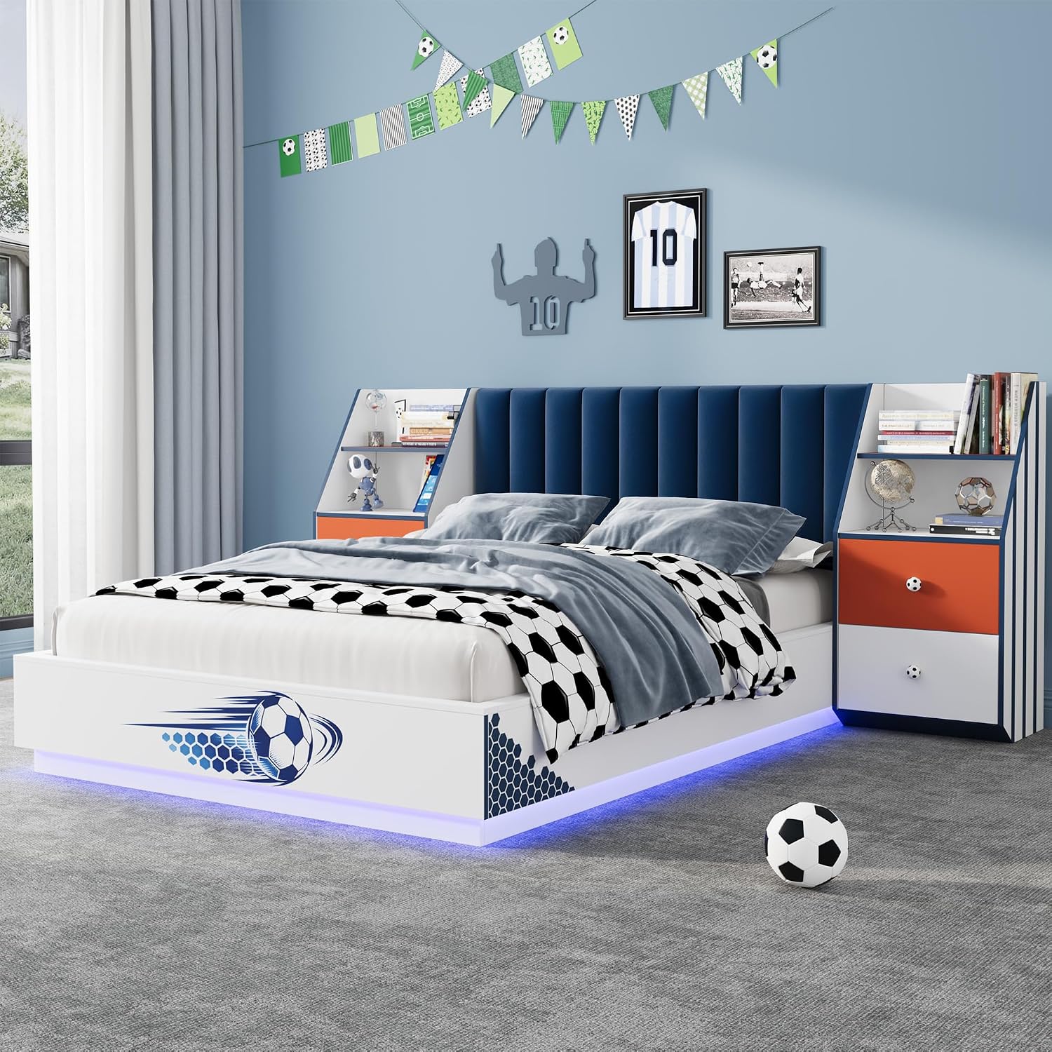 Full Size Floating Bed With Ve - Floating Nightstand With Led Light recension och pris